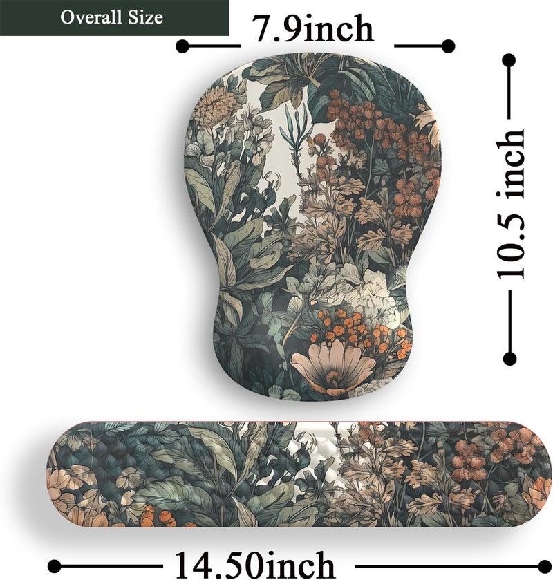 Mechanical Cattle Boho Aesthetic Mouse Pad with Wrist Rest Keyboardpad Vintage Wildflowers Wrist Rest for Computer Keyboard Wrist Rest, Non-Slip Base Home/Office for Computer Keyboard, Made Easy Typing & Relieve - Image 5